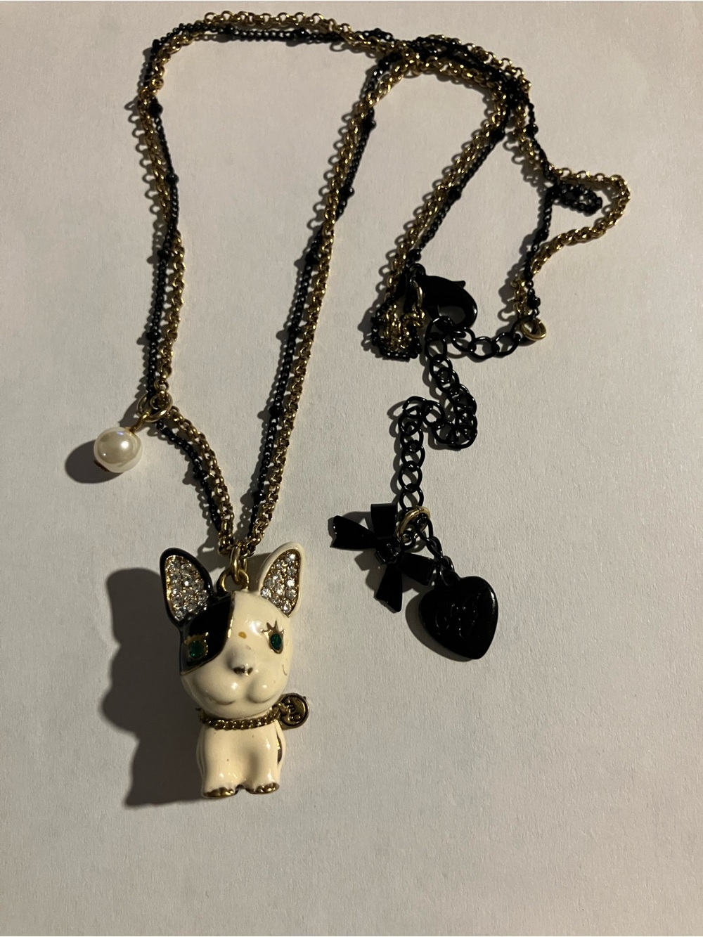 RARE Vintage Betsey Johnson Royal Engagement French Bulldog Necklace